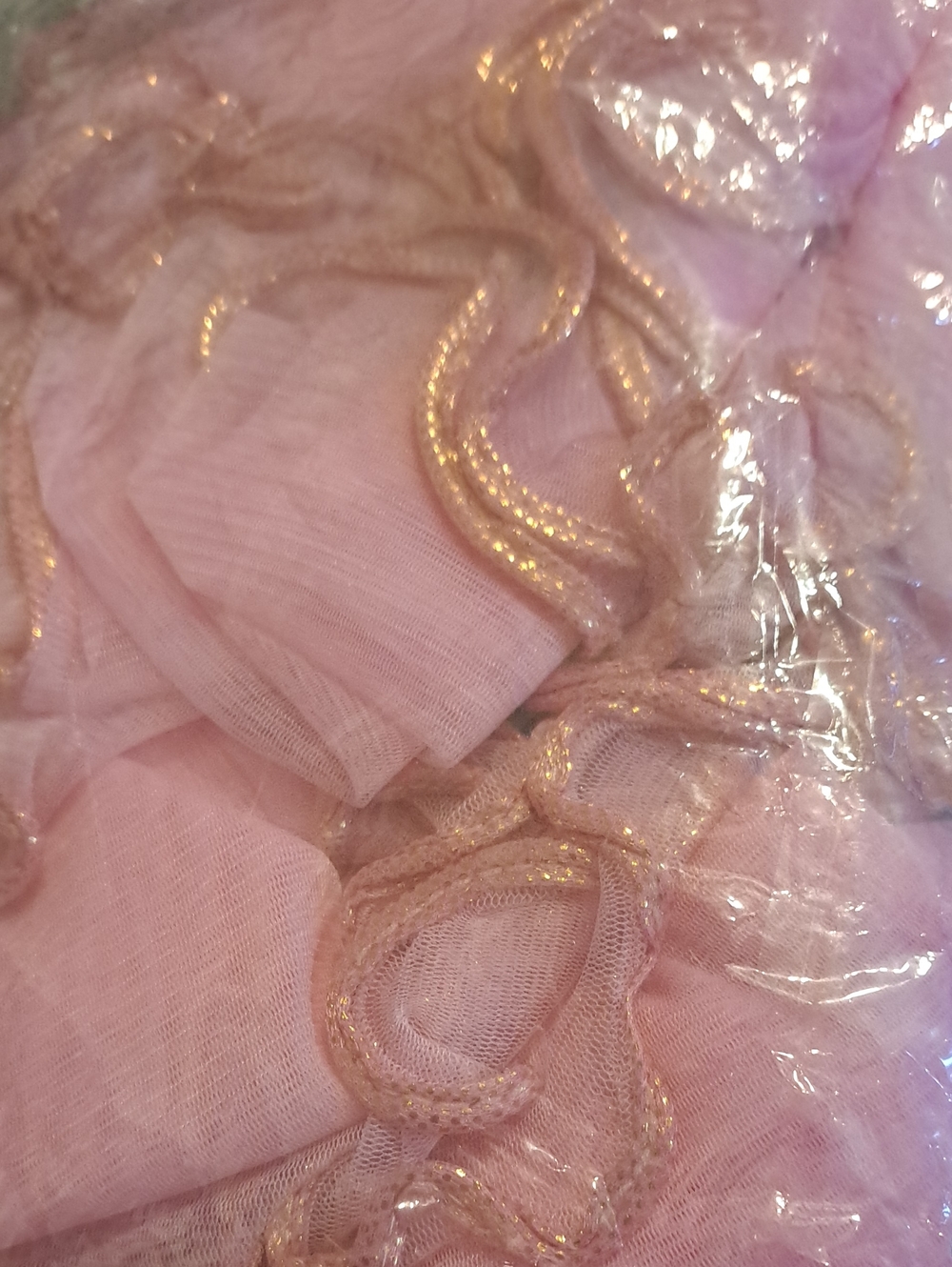 Scarf Ruffle Trim Pink Sheer - Picture 2 of 2